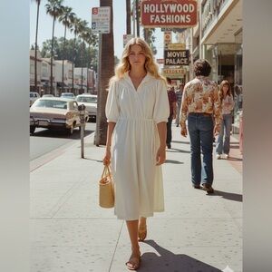 Vintage Sweet Cream Popcorn Dress M